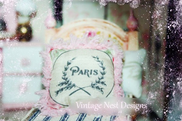 Paris Pillow No.2 Dollhouse Miniature Handmade image 3