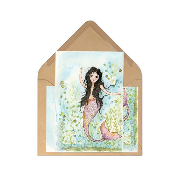 Digital Prints Under the Sea Mermaid No.1 Watercolor Painting image 4