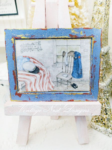 Semper Fi No.1:1 Handmade Dollhouse Miniature Wooden Framed Art image 0