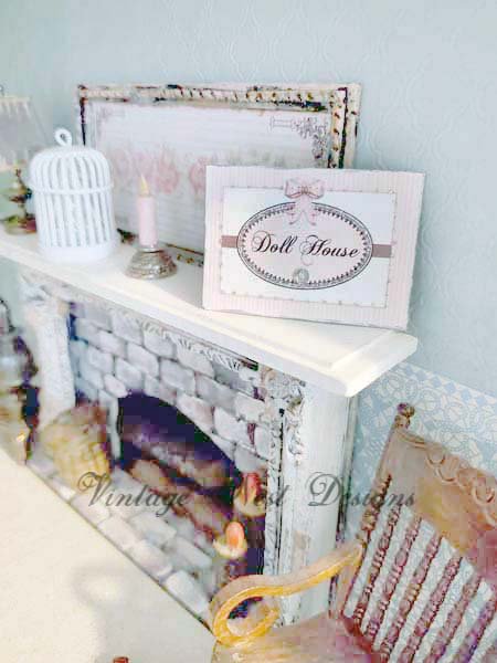 Dollhouse Sign No.1:3 Dollhouse Miniature Handmade Framed Art image 4