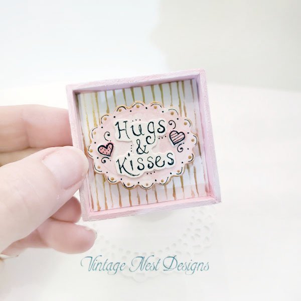 Valentine Hugs & Kisses No.1 Dollhouse Miniature Handmade image 2