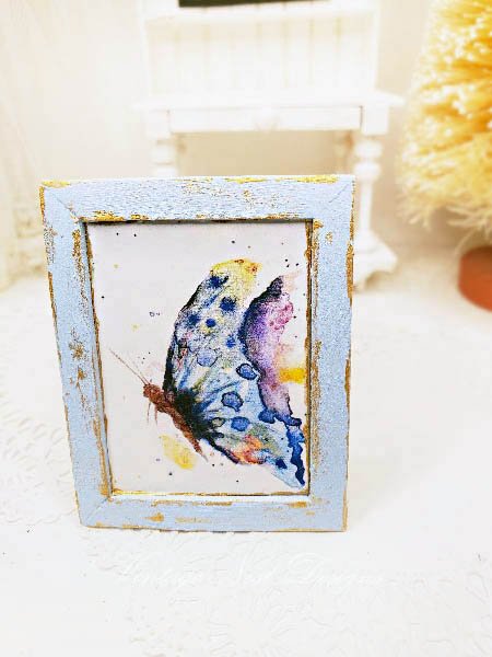 Butterfly No.1:2 Dollhouse Miniature Handmade Wooden Framed Art image 3