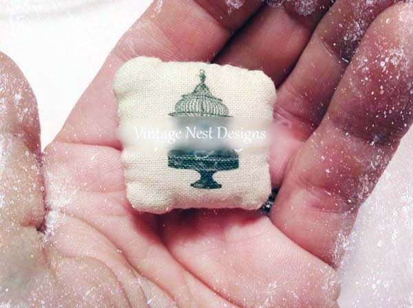 Bird Cage Pillow No.1 Dollhouse Miniature Handmade image 1