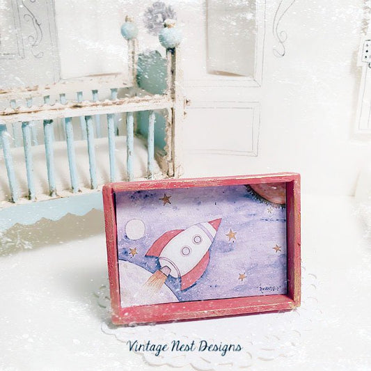 Sun Moon Stars Rocket Ship No.3:1 Dollhouse Miniature Handmade image 0