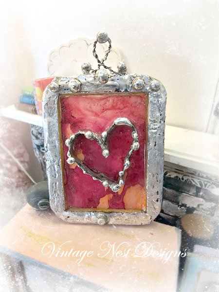 Valentine Heart No.6 Miniature Handmade Framed Art image 2