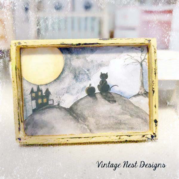 Cat & the Moon No.1:1 Dollhouse Miniature Handmade image 0