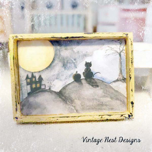 Cat & the Moon No.1:1 Dollhouse Miniature Handmade image 0