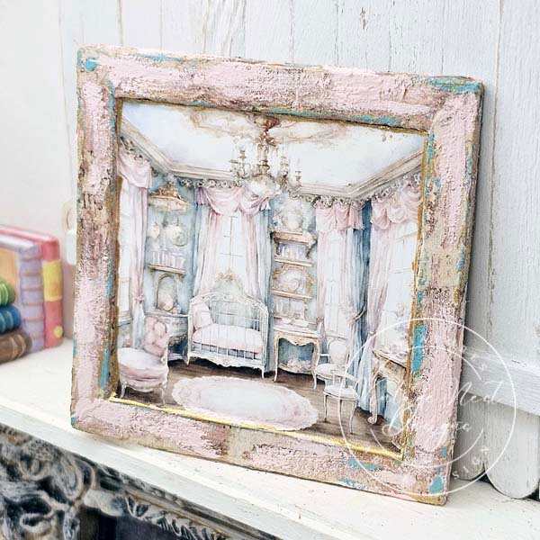 Baby Girl Bedroom No.1:1 Dollhouse Miniature Handmade Wooden Framed Art image 7