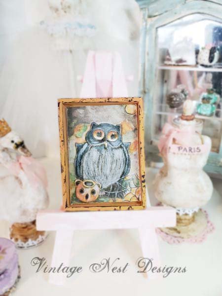 Halloween Owl No.4:3 Dollhouse Miniature Handmade image 0