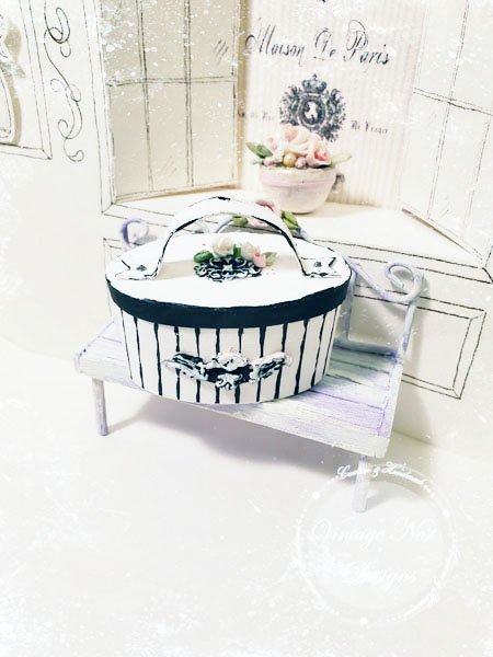 Hat Band Box No.54 Dollhouse Miniature Handmade for Dolls image 5