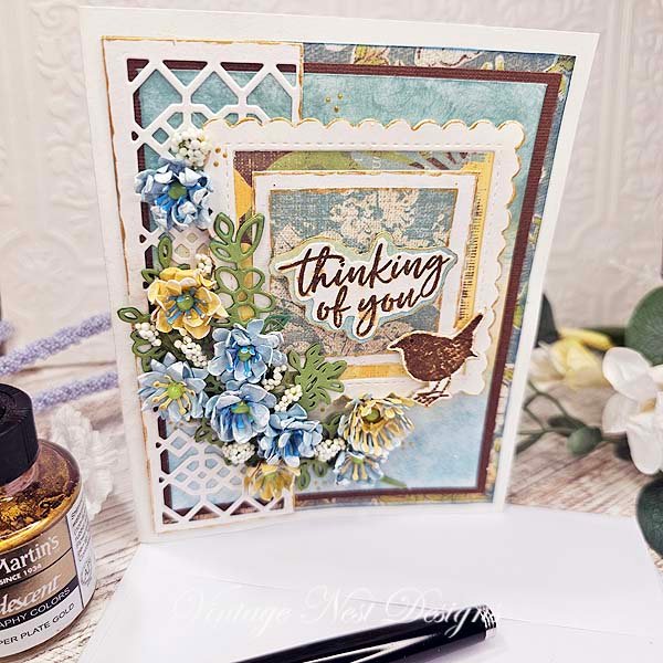 Thinking of You Card No.1 Greeting Blank Inside Handmade One of a Kind image 2