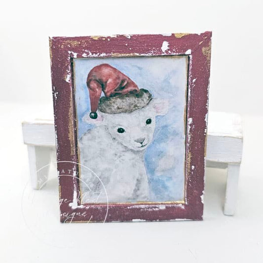 Christmas Lamb No.1:2 Dollhouse Miniature Handmade image 0