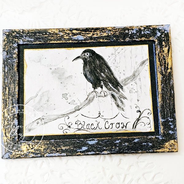 Black Crow No.1:3 Dollhouse Miniature Handmade Wooden Framed Art image 1