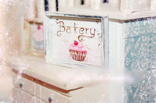 Bakery Sign No.1 Dollhouse Miniature Handmade image 1