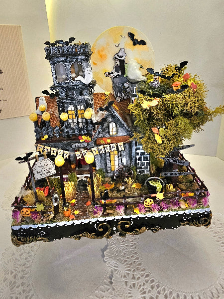 Miniature Haunted Halloween Dollhouse Mansion No.3 Handmade One of a Kind Collectible Artist Made