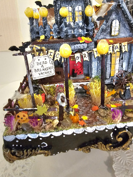 Miniature Haunted Halloween Dollhouse Mansion No.3 Handmade One of a Kind Collectible Artist Made