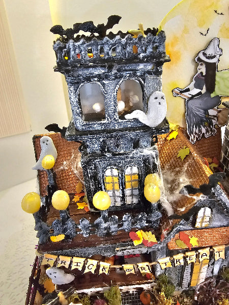 Miniature Haunted Halloween Dollhouse Mansion No.3 Handmade One of a Kind Collectible Artist Made