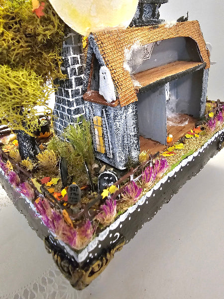 Miniature Haunted Halloween Dollhouse Mansion No.3 Handmade One of a Kind Collectible Artist Made