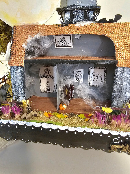 Miniature Haunted Halloween Dollhouse Mansion No.3 Handmade One of a Kind Collectible Artist Made