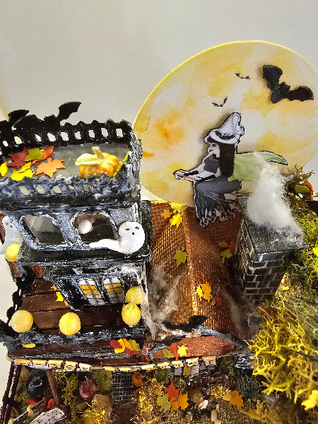 Miniature Haunted Halloween Dollhouse Mansion No.3 Handmade One of a Kind Collectible Artist Made