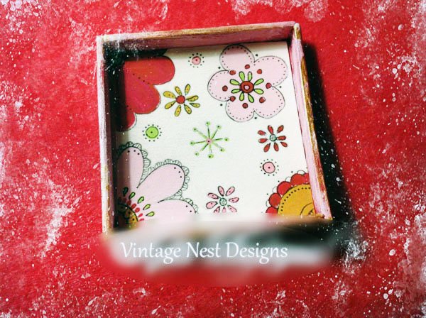 Valentine Flowers No.1 Dollhouse Miniature Handmade Framed Art image 4