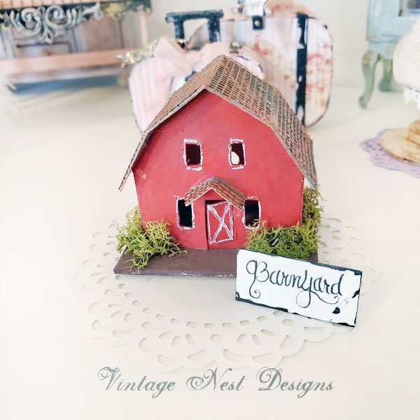 Putz Red Barn No.4 Handmade Miniature image 0