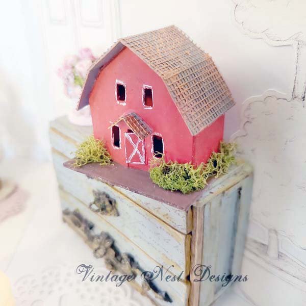 Putz Red Barn No.4 Handmade Miniature image 4