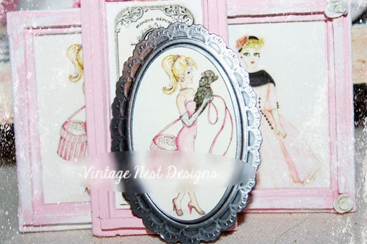 Barbie Shopping No.4:3 Dollhouse Miniature Handmade Framed Art image 0
