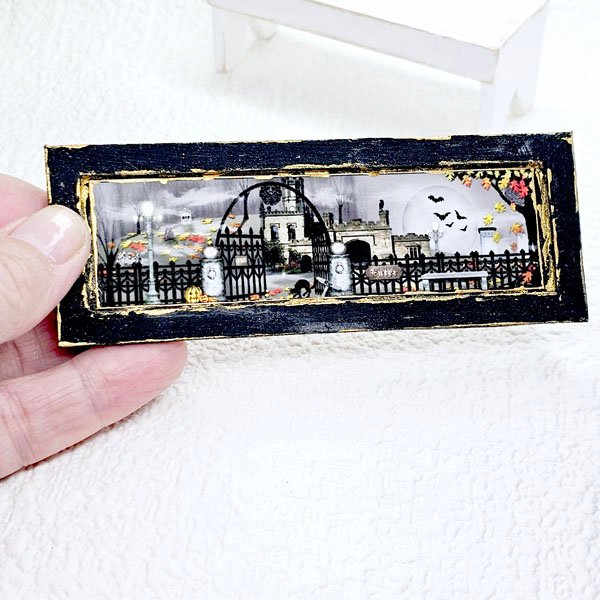 Spooky Nights No.1:1 Dollhouse Miniature Handmade Wooden Framed Miniature image 1