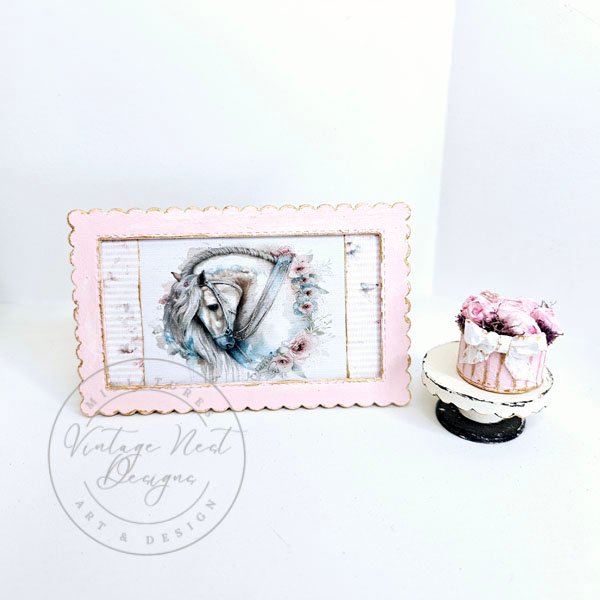 Andalusian Horse No.1:8 Dollhouse Miniature Handmade Wooden Framed Art image 6