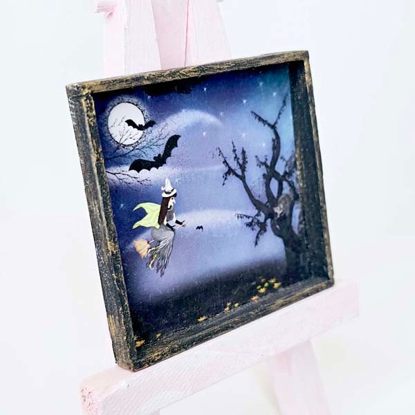 Happy Hauntings No.1:1 Dollhouse Miniature Handmade Wooden Framed Art image 3