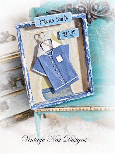 Man's Shirt No.1 Dollhouse Miniature Handmade Wooden Framed Art image 2