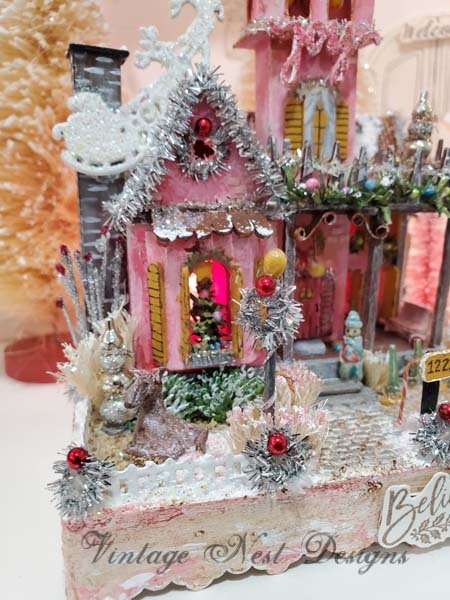 Putz Glitter Holiday House Victorian Mansion No.2 Handmade Miniature image 1