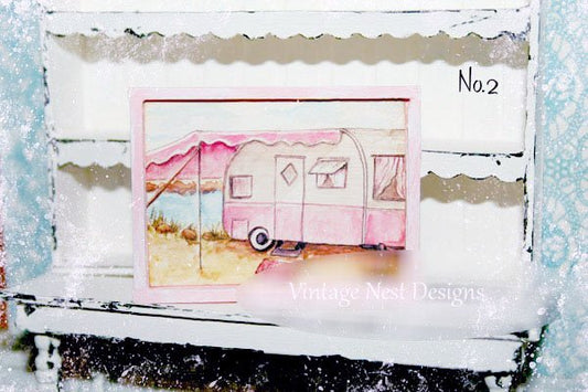 Barbie Camper No.1:2 Dollhouse Miniature Handmade Wooden Framed Art image 0