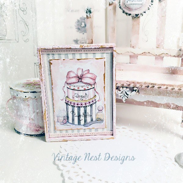 Beauty Essentials No.1:4 Dollhouse Miniature Handmade Wooden Framed Art image 2