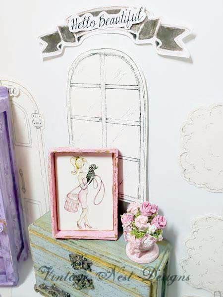 Shopping Barbie No.4:7 Dollhouse Miniature Handmade Wooden Framed Art image 6