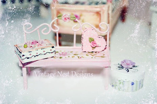 Metal & Wood Bench No.2 Dollhouse Miniature Handmade image 0