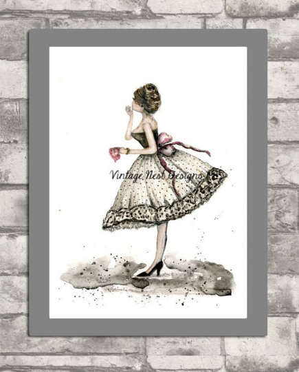 Barbie Doll No.8 Digital Print Watercolor Painting image 1
