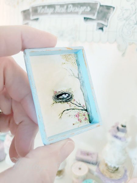Bird Nest Roses Tree No.1:1 Dollhouse Miniature Handmade image 1