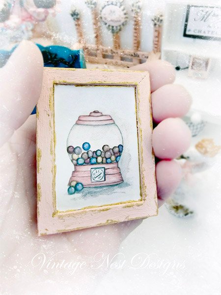 Gum Ball Candy No.1:1 Dollhouse Miniature Handmade Wooden Framed Art image 3