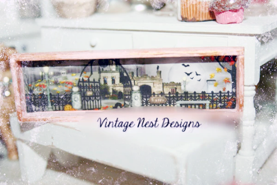 Spooky Nights No.1:2 Dollhouse Miniature Handmade Wooden Framed Miniature image 1