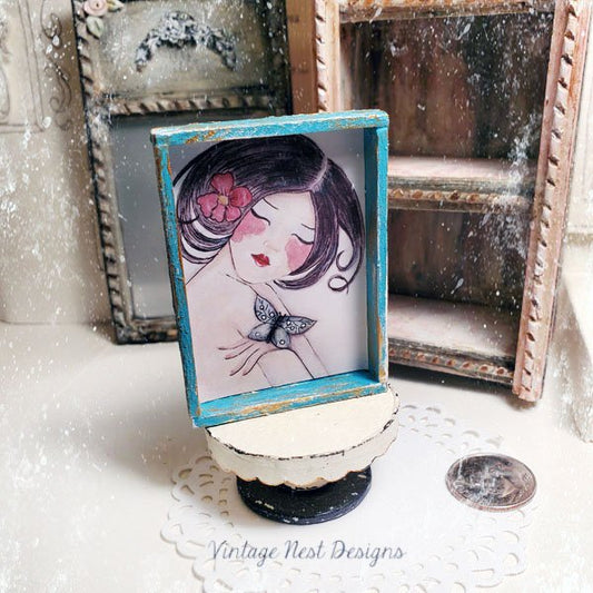 Asian Woman No.1:2 Miniature Handmade Framed Art image 0