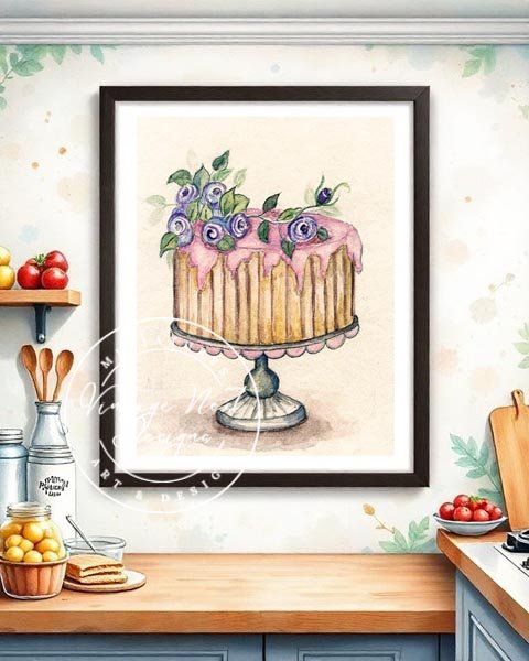 Cake No.6 Digital Prints Watercolor Painting image 0