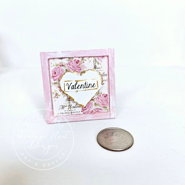 Valentine Lace Heart No.4 Dollhouse Miniature Handmade Framed Art image 5