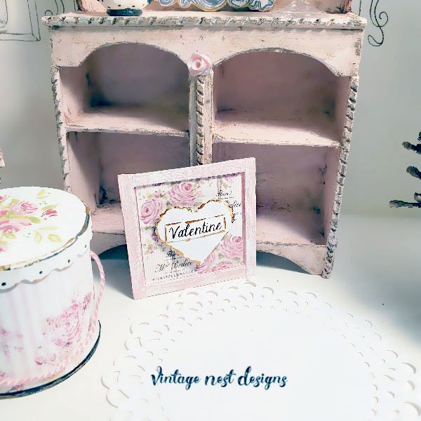 Valentine Lace Heart No.4 Dollhouse Miniature Handmade Framed Art image 7