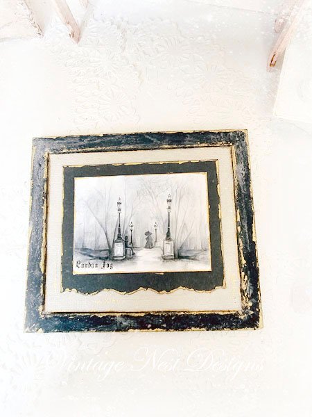 London Fog No.1:4 Dollhouse Miniature Handmade Wooden Framed Art image 1