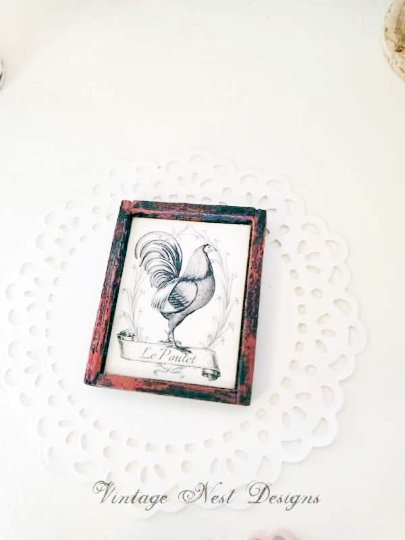 Roosters No.1:2 Dollhouse Miniature Handmade image 1