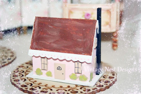 Shabby Pink House No.4 Handmade Miniature image 0