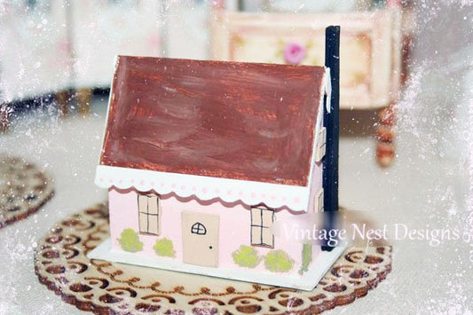 Shabby Pink House No.4 Handmade Miniature image 0