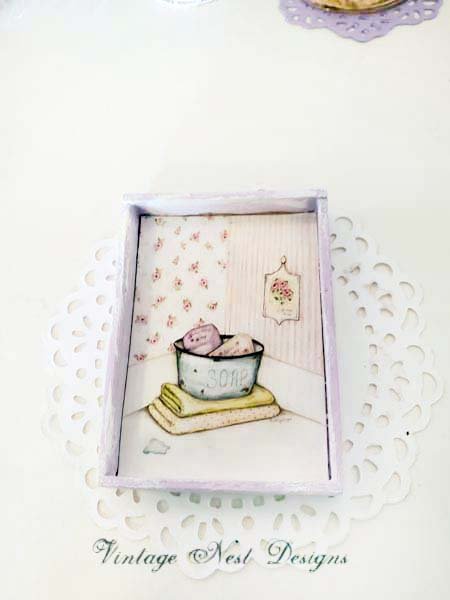 Bath Soaps No.1:1 Dollhouse Miniature Handmade Wooden Framed Art image 2